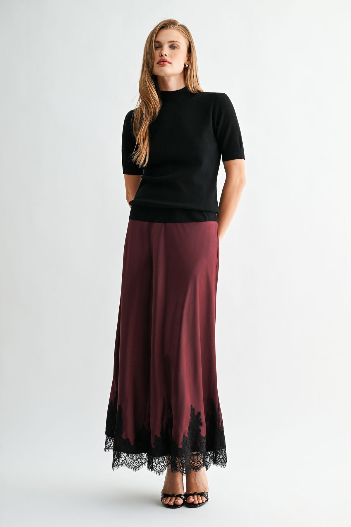 Black Short Sleeve Mock Neck Sweater
