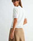 Cream Short Sleeve Mock Neck Sweater