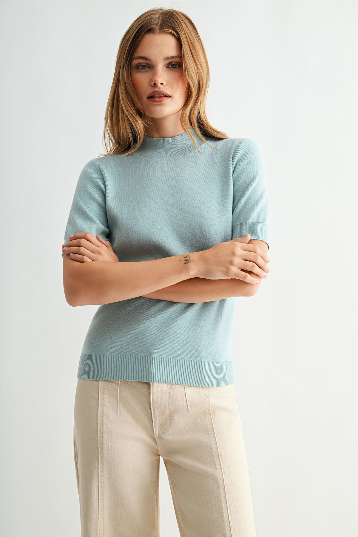 Skyway Short Sleeve Mock Neck Sweater