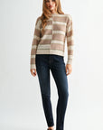 Dune Pumice Stripe Long Sleeve Stripe Lurex Sweater