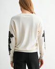 Cream Long Sleeve Applique Sweater