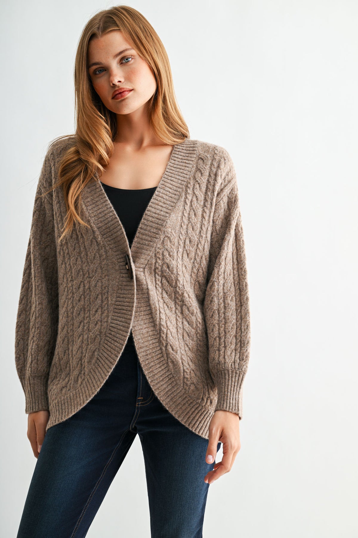 Oatmeal Long Sleeve Cocoon Cardigan