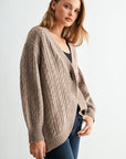 Oatmeal Long Sleeve Cocoon Cardigan