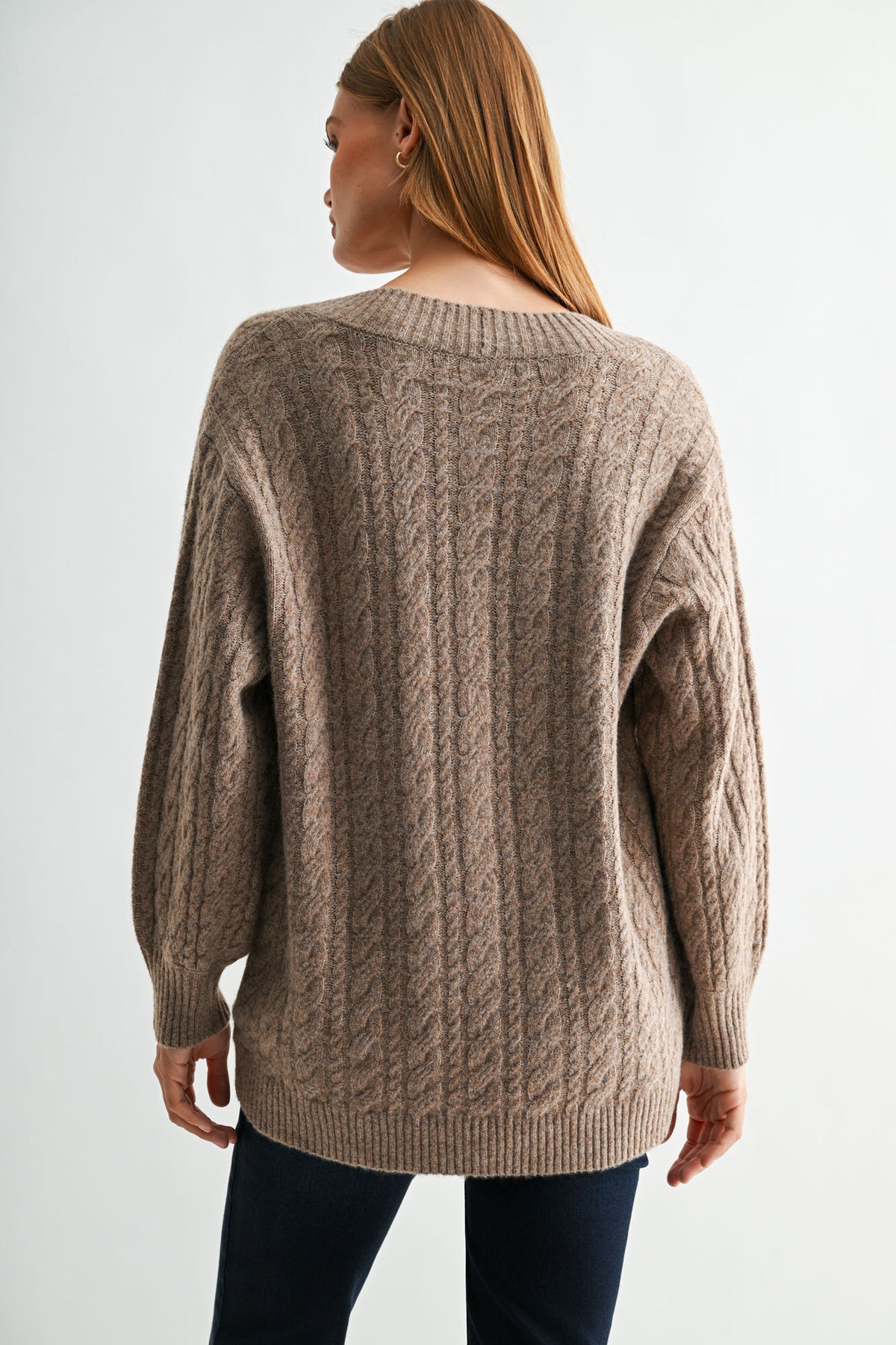 Oatmeal Long Sleeve Cocoon Cardigan