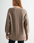 Oatmeal Long Sleeve Cocoon Cardigan