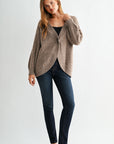 Oatmeal Long Sleeve Cocoon Cardigan