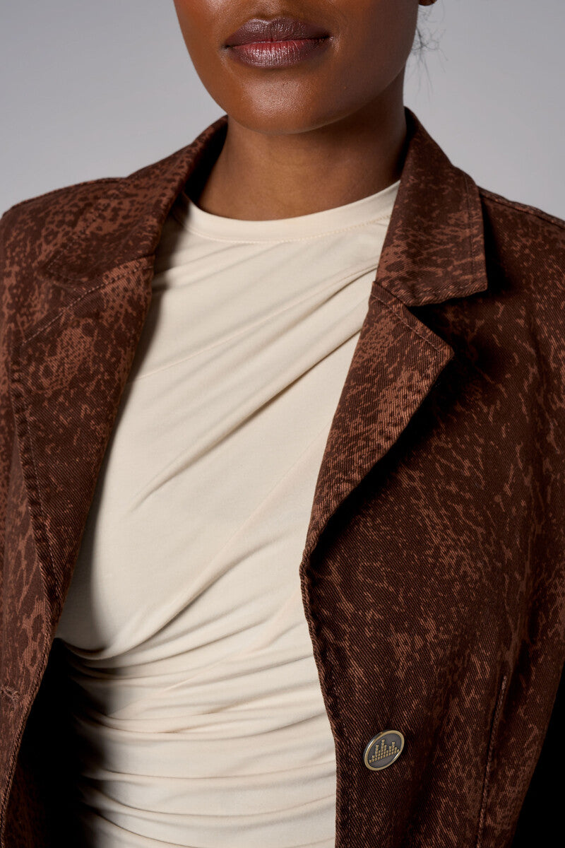 Brown snake print denim jacket