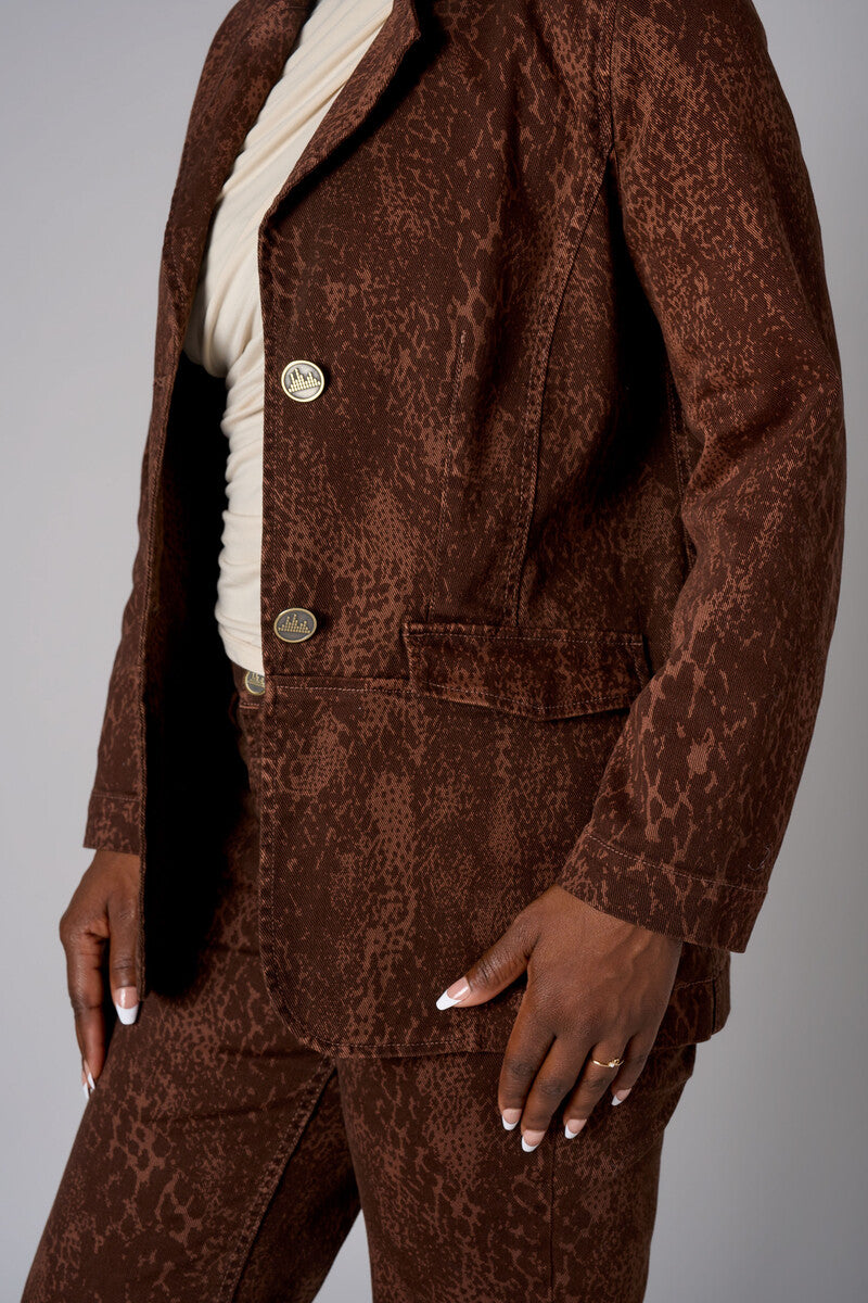 Brown snake print denim jacket