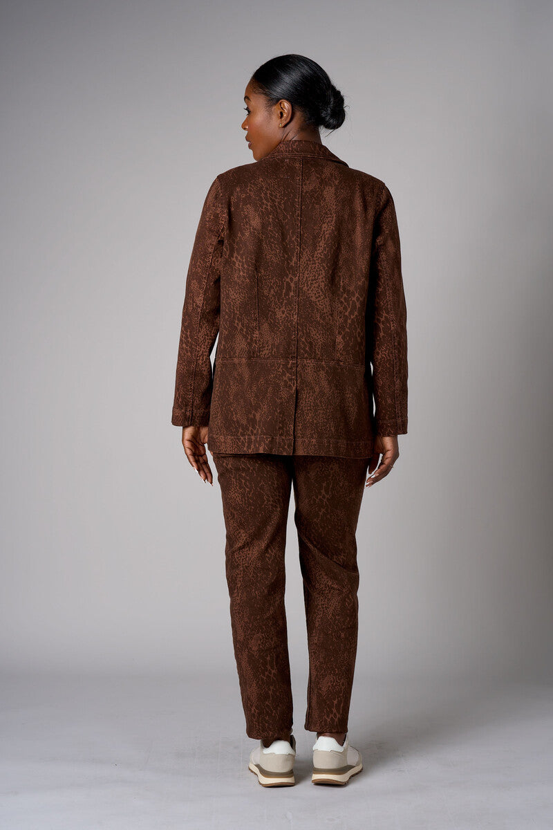 Brown snake print denim jacket