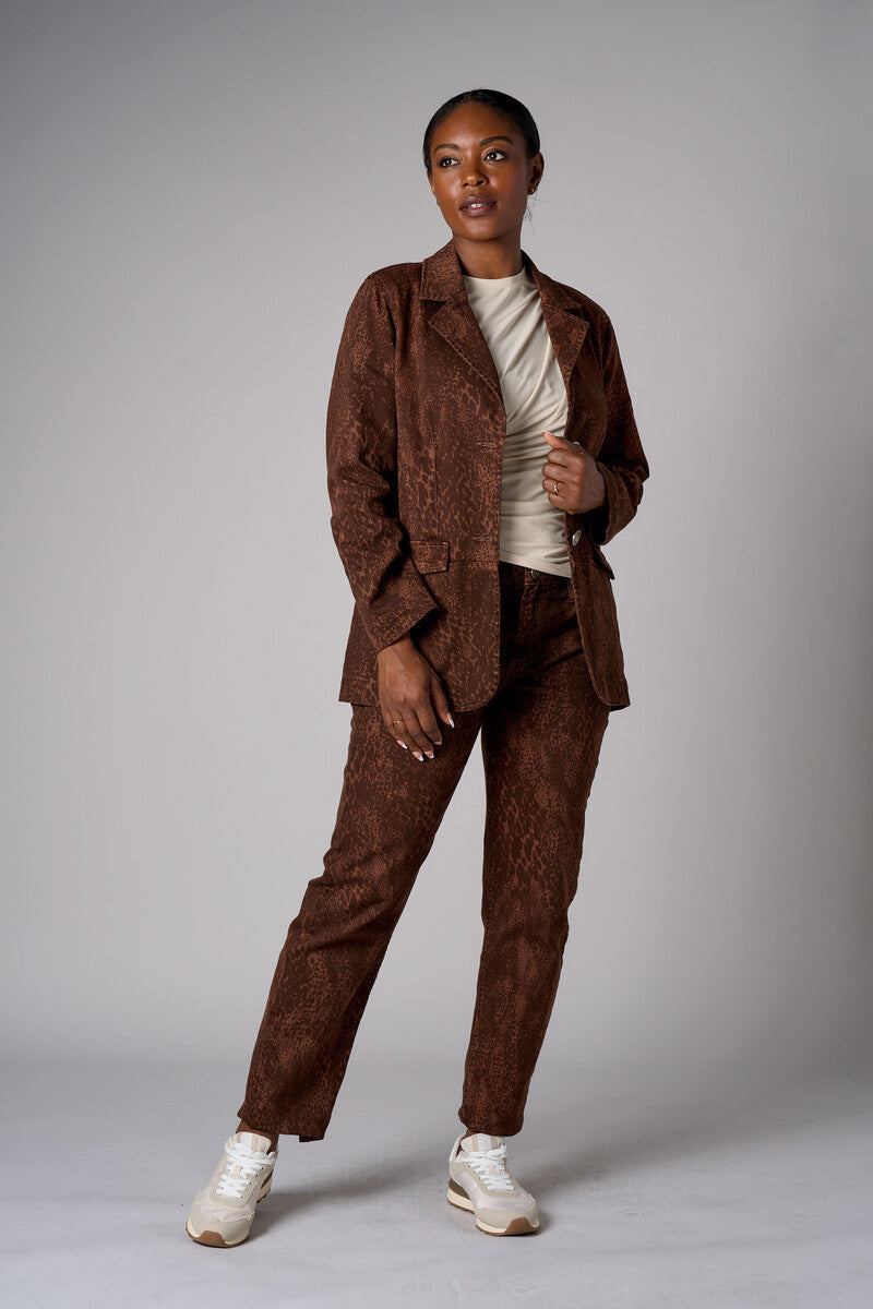 Brown snake print denim jacket