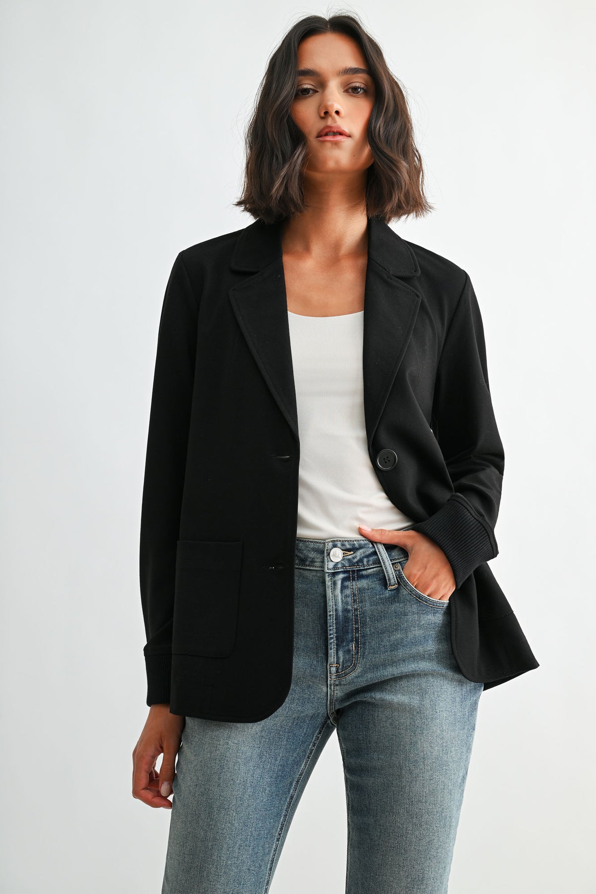 Black Ribbed Blazer