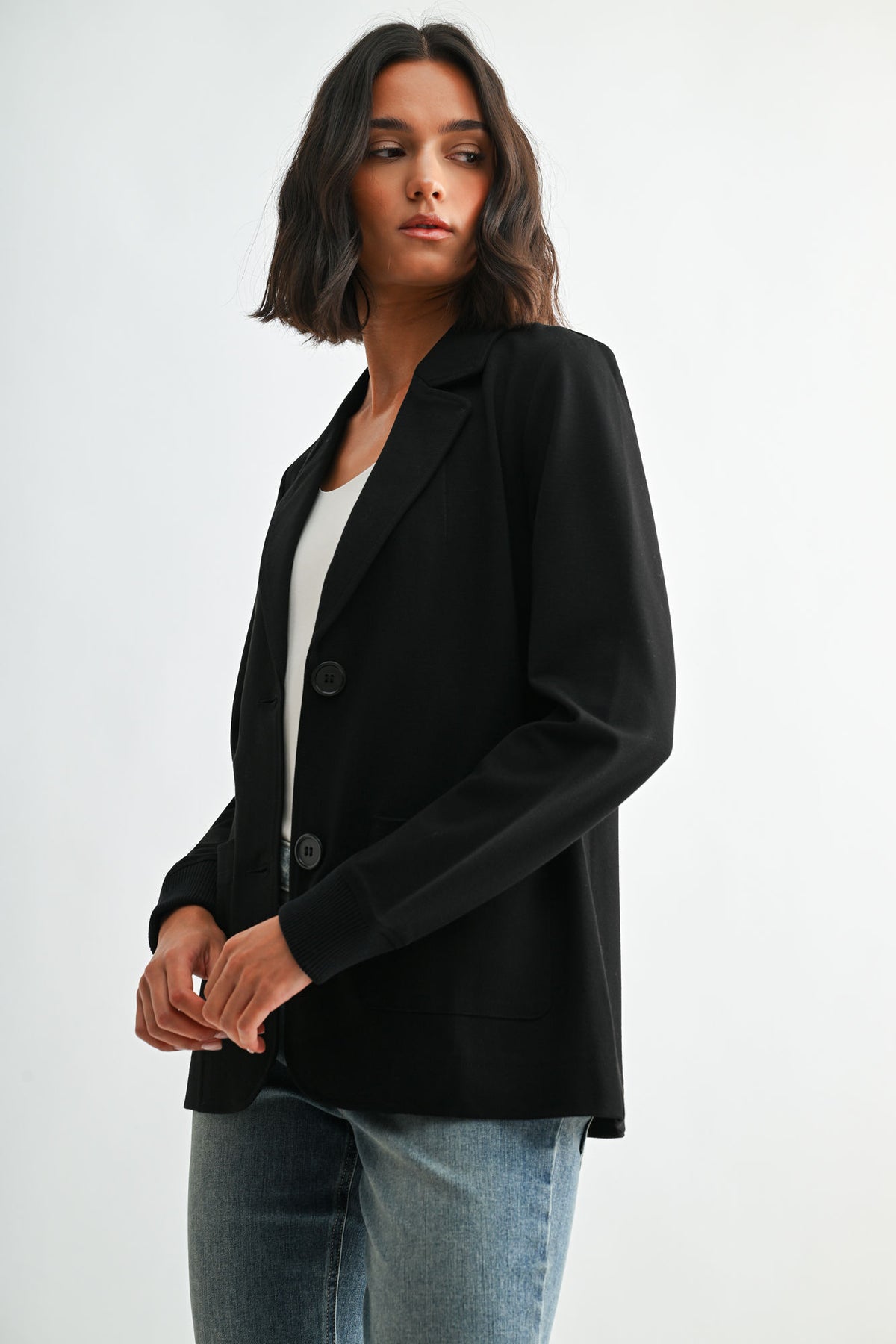 Black Ribbed Blazer