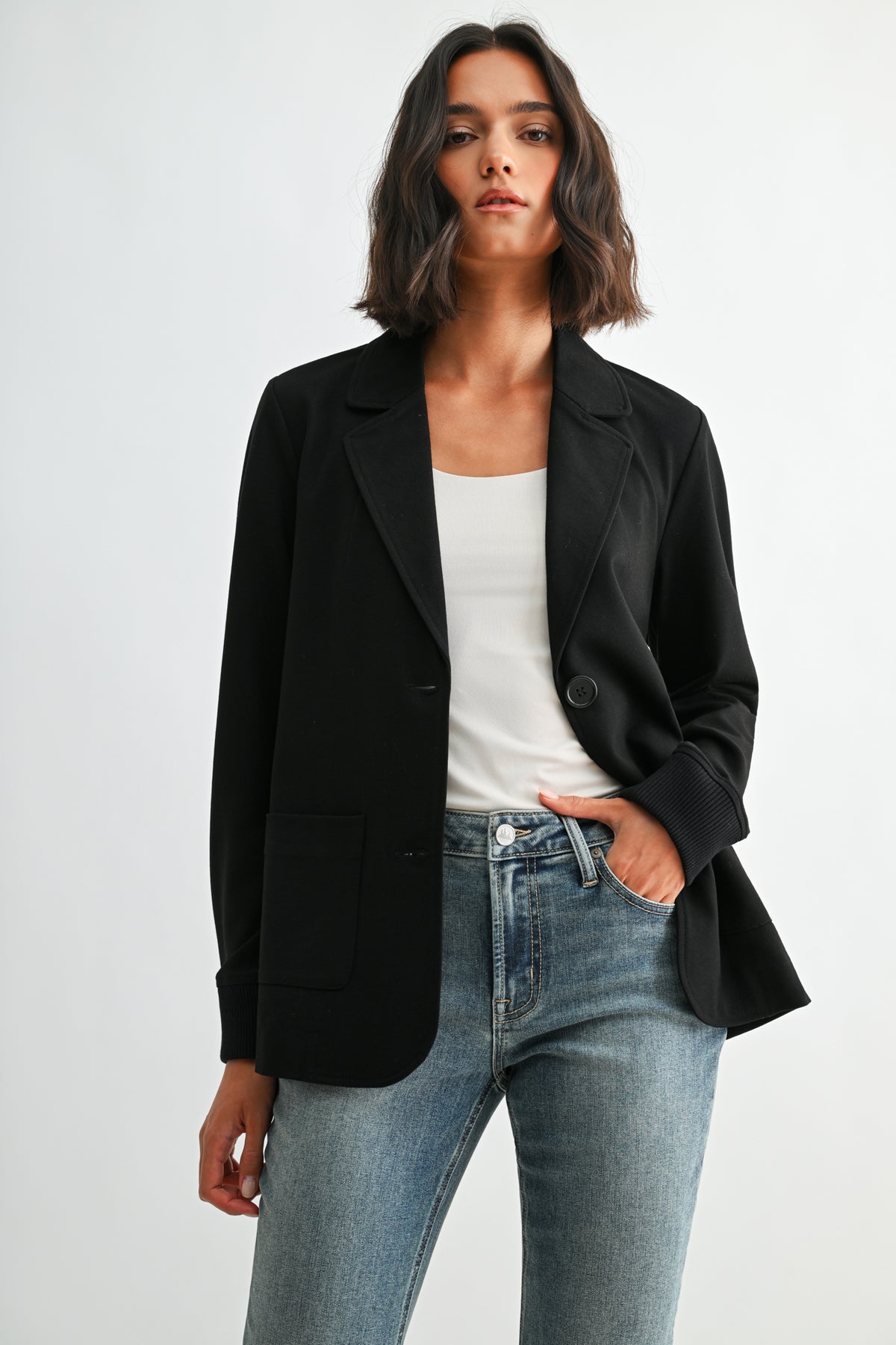 Black Ribbed Blazer