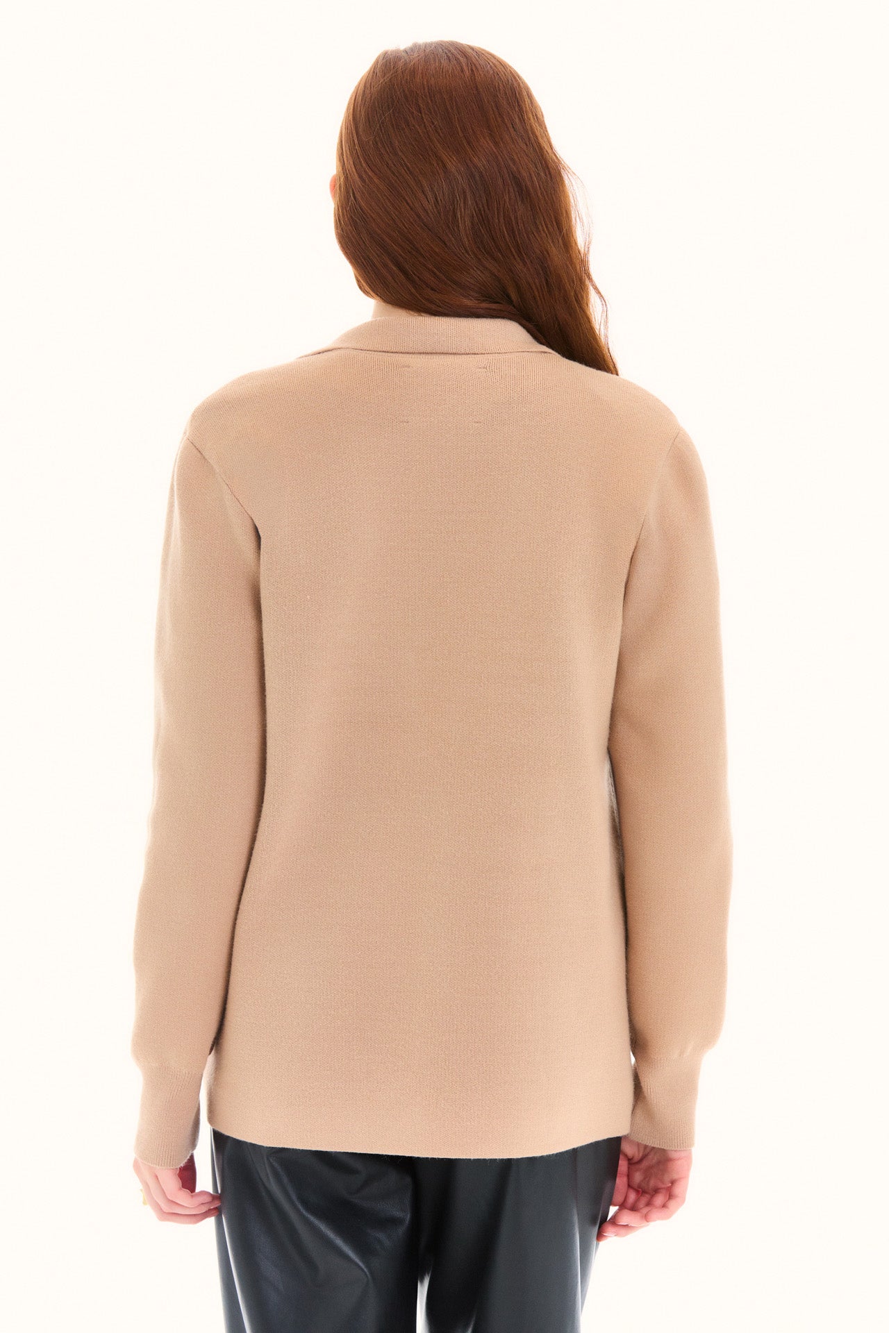 Champagne Long Sleeve Sweater Blazer