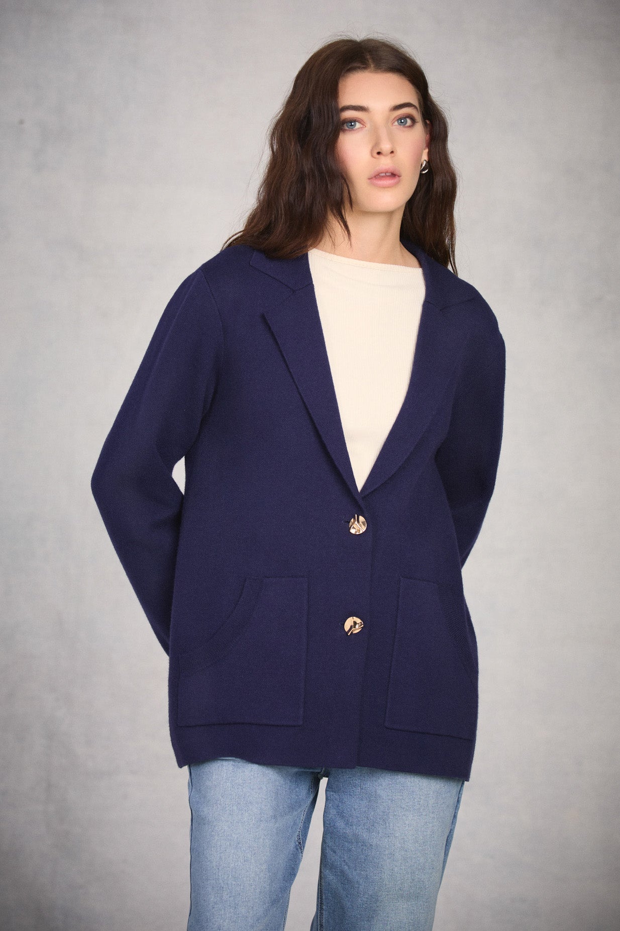 Midnight Long Sleeve Sweater Blazer