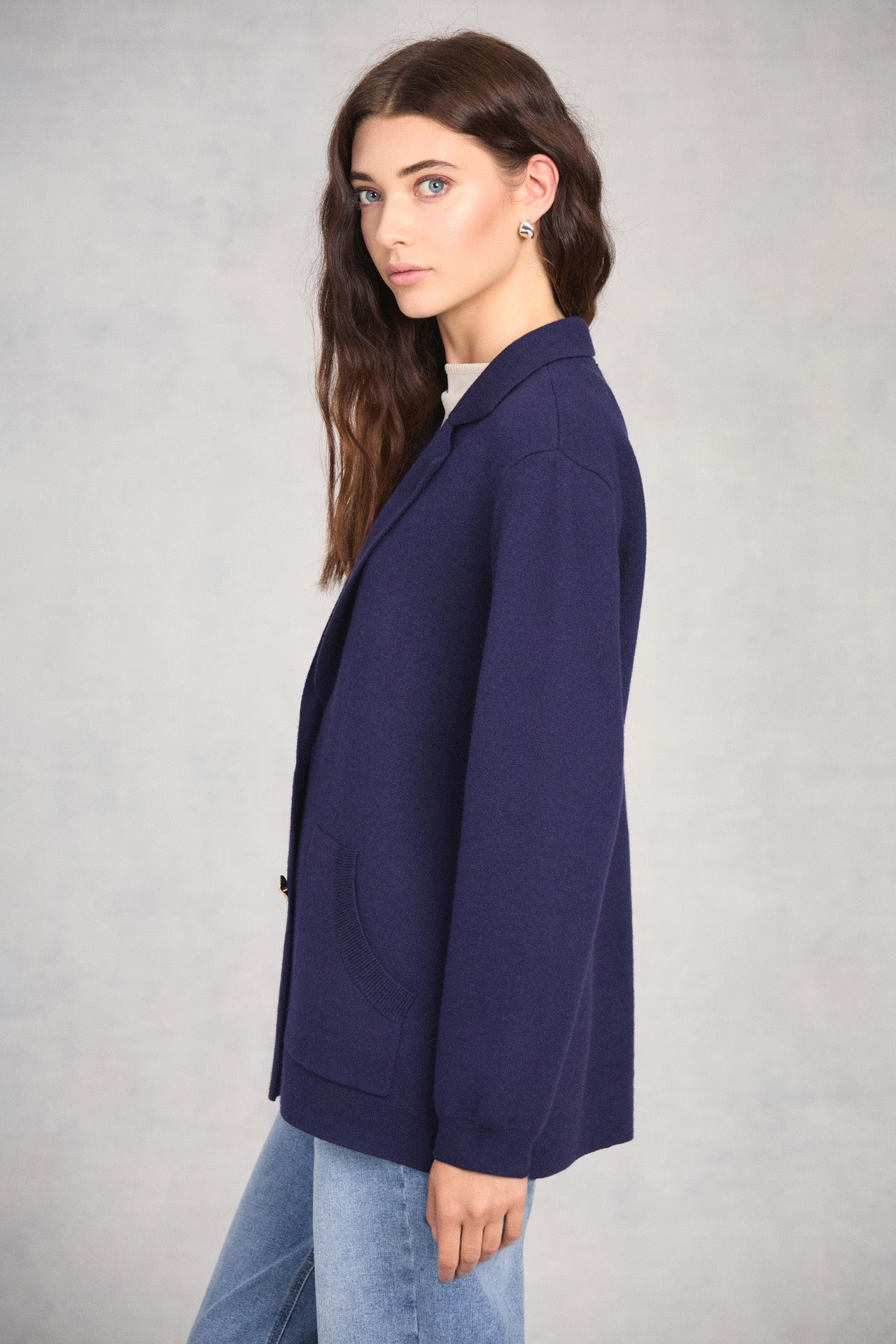 Midnight Long Sleeve Sweater Blazer