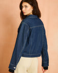 Indigo Pleated Front Denim Jacket
