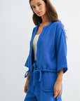 Cobalt Zip Front Braided Jacket