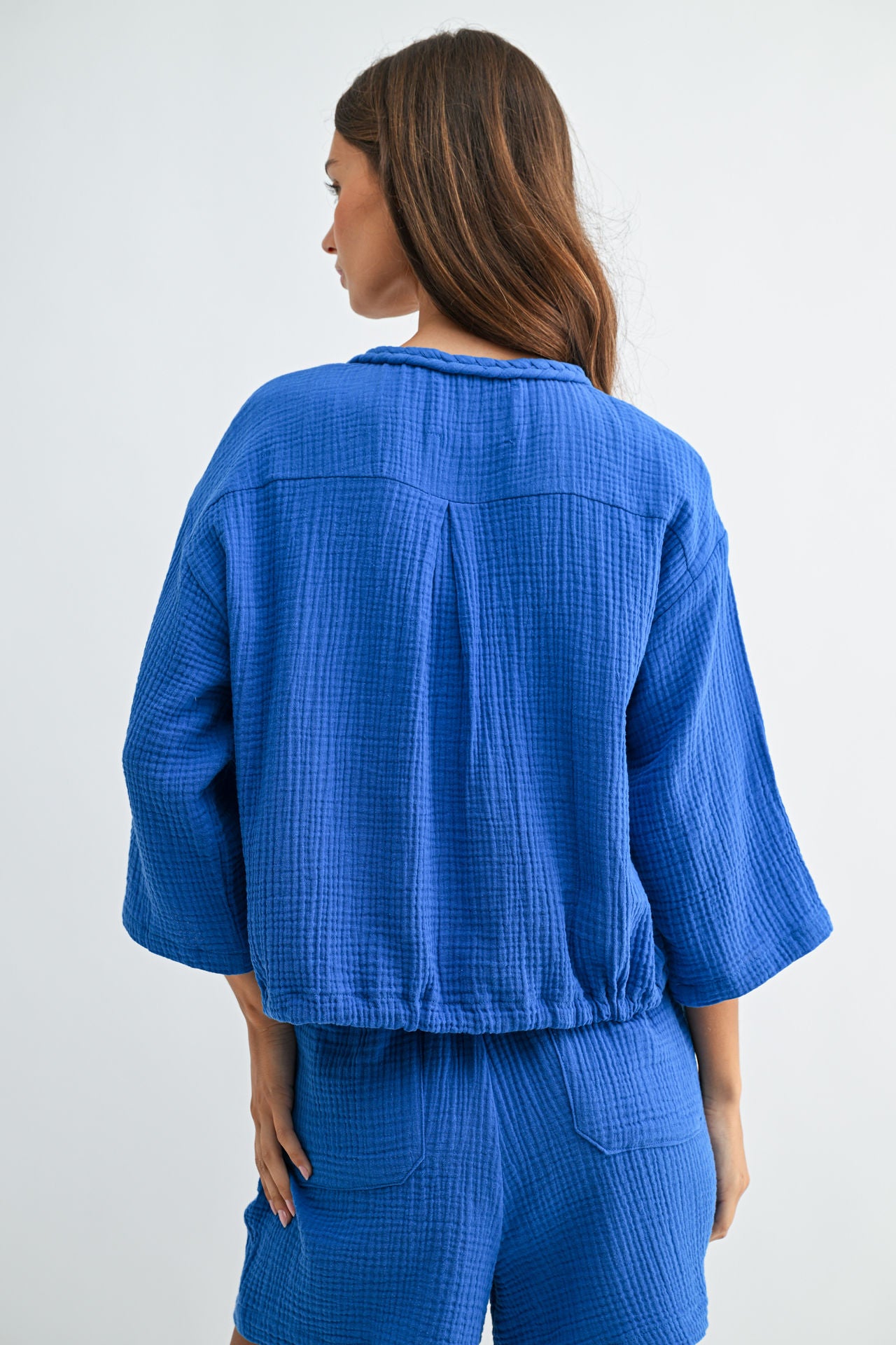 Cobalt Zip Front Braided Jacket