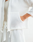 White Zip Front Braided Jacket