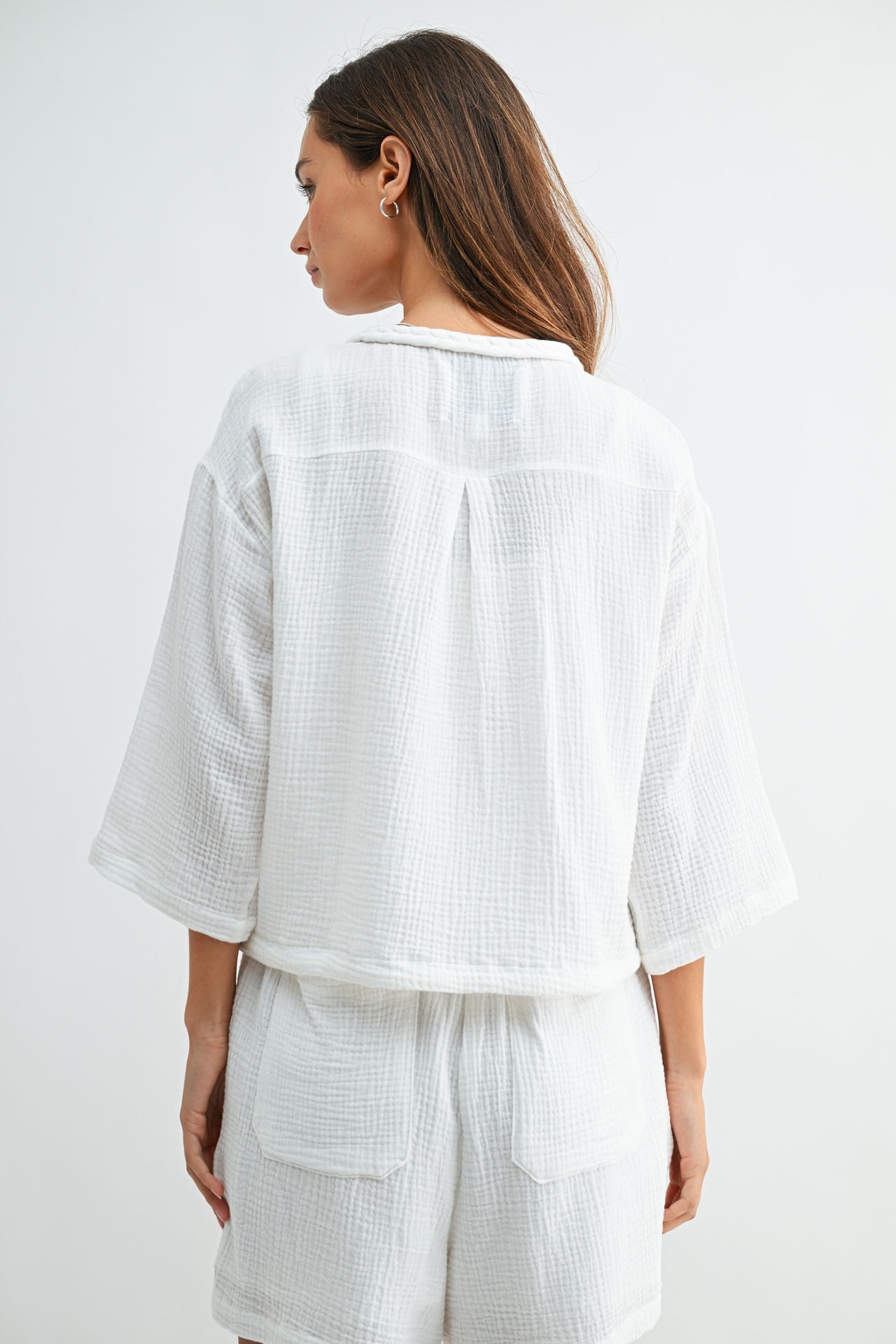 White Zip Front Braided Jacket