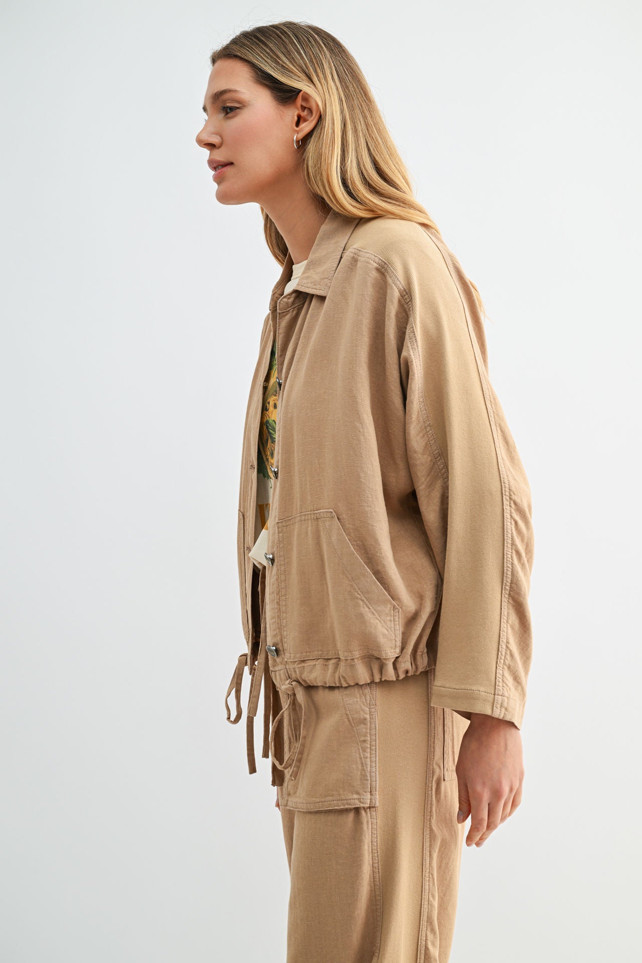 Burlap Cropped Dolman Sleeve Jacket