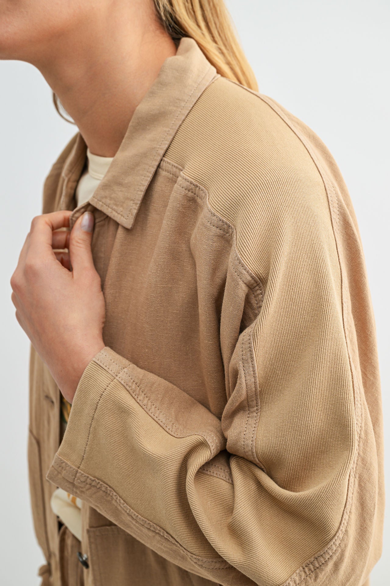 Burlap Cropped Dolman Sleeve Jacket