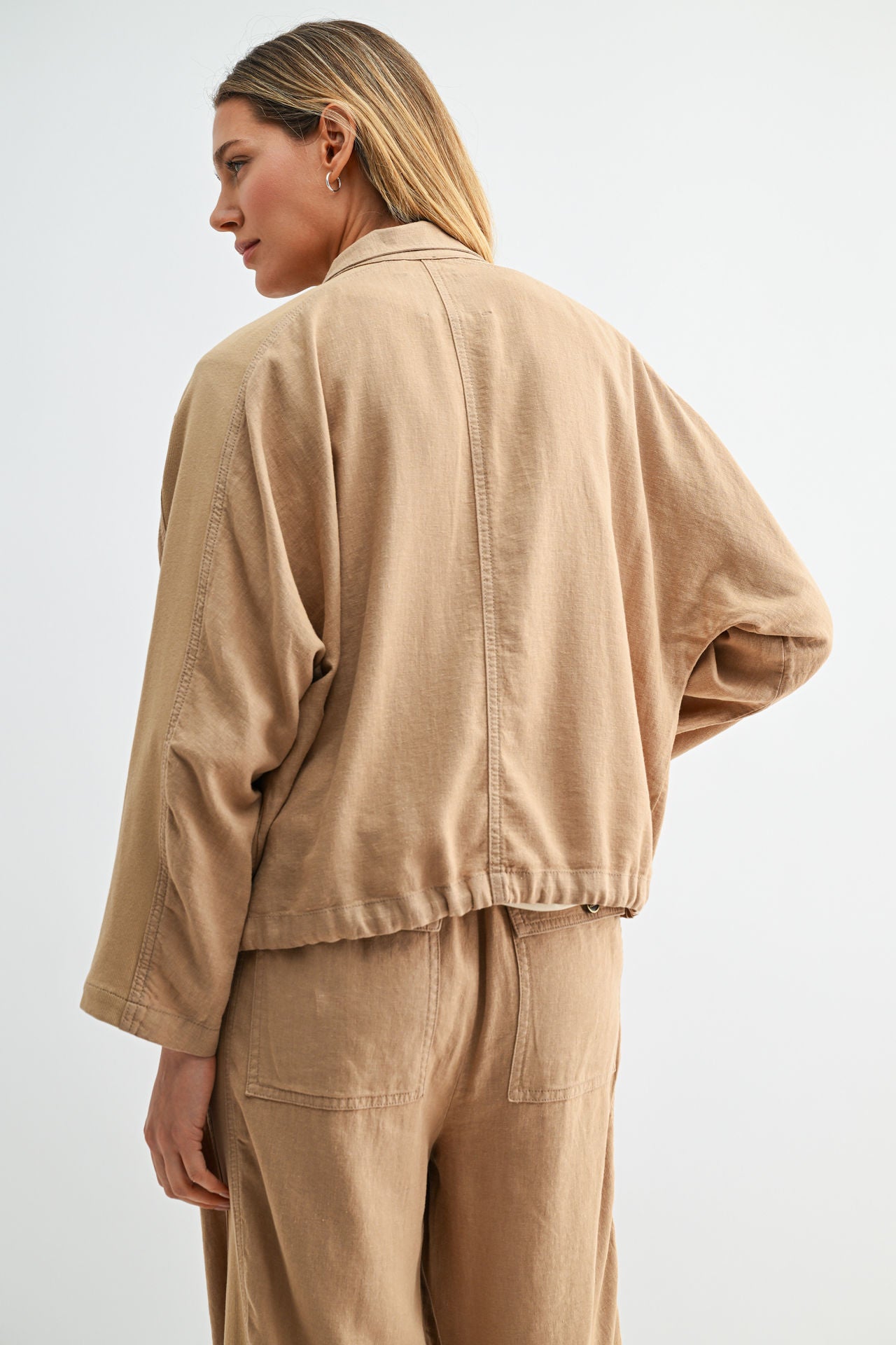 Burlap Cropped Dolman Sleeve Jacket