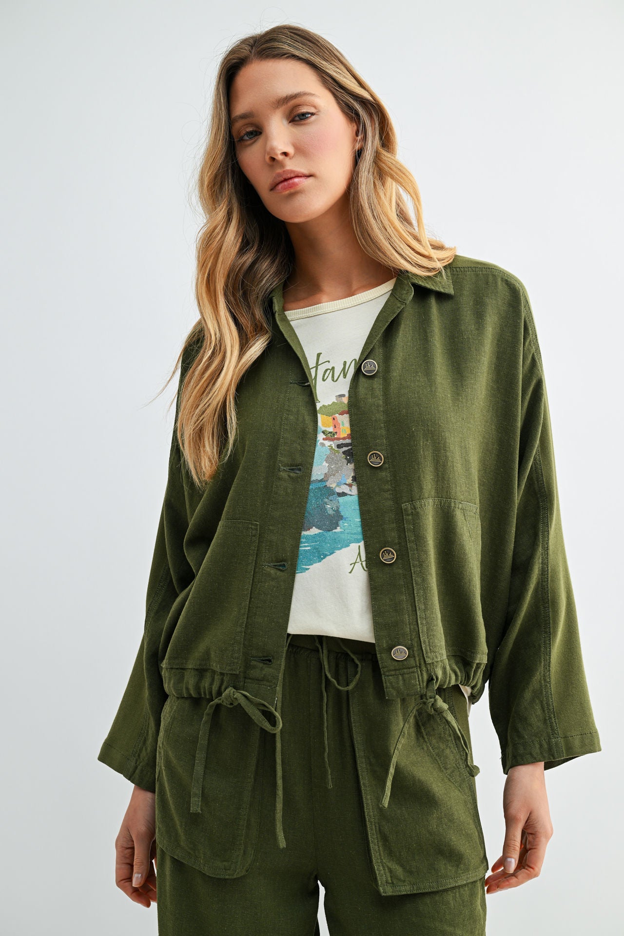 Pine Cropped Dolman Sleeve Jacket