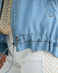 Light Indigo Denim Zip Front Shirt Jacket
