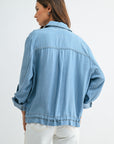 Light Indigo Denim Zip Front Shirt Jacket