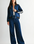 Indigo Athletic Striped Denim Jacket
