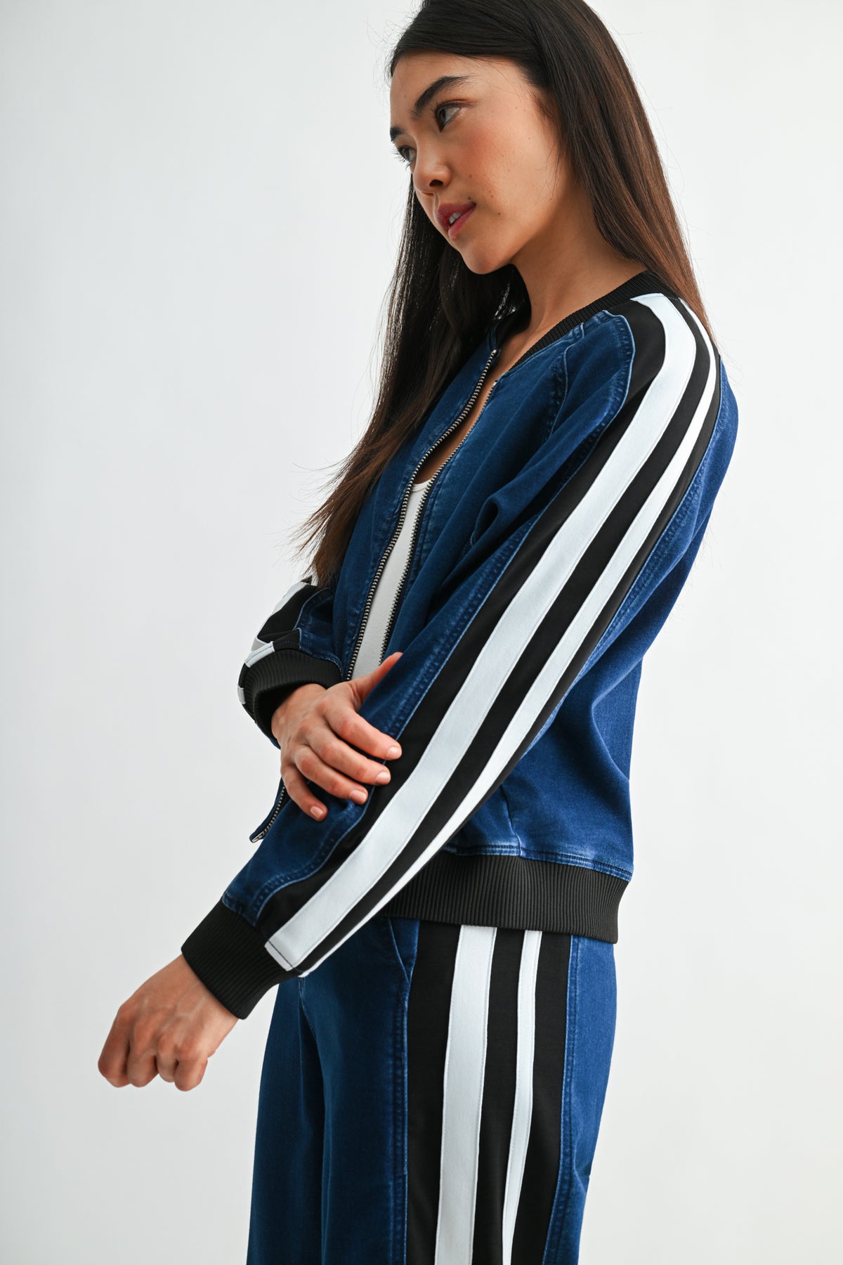 Indigo Petite Athletic Striped Denim 