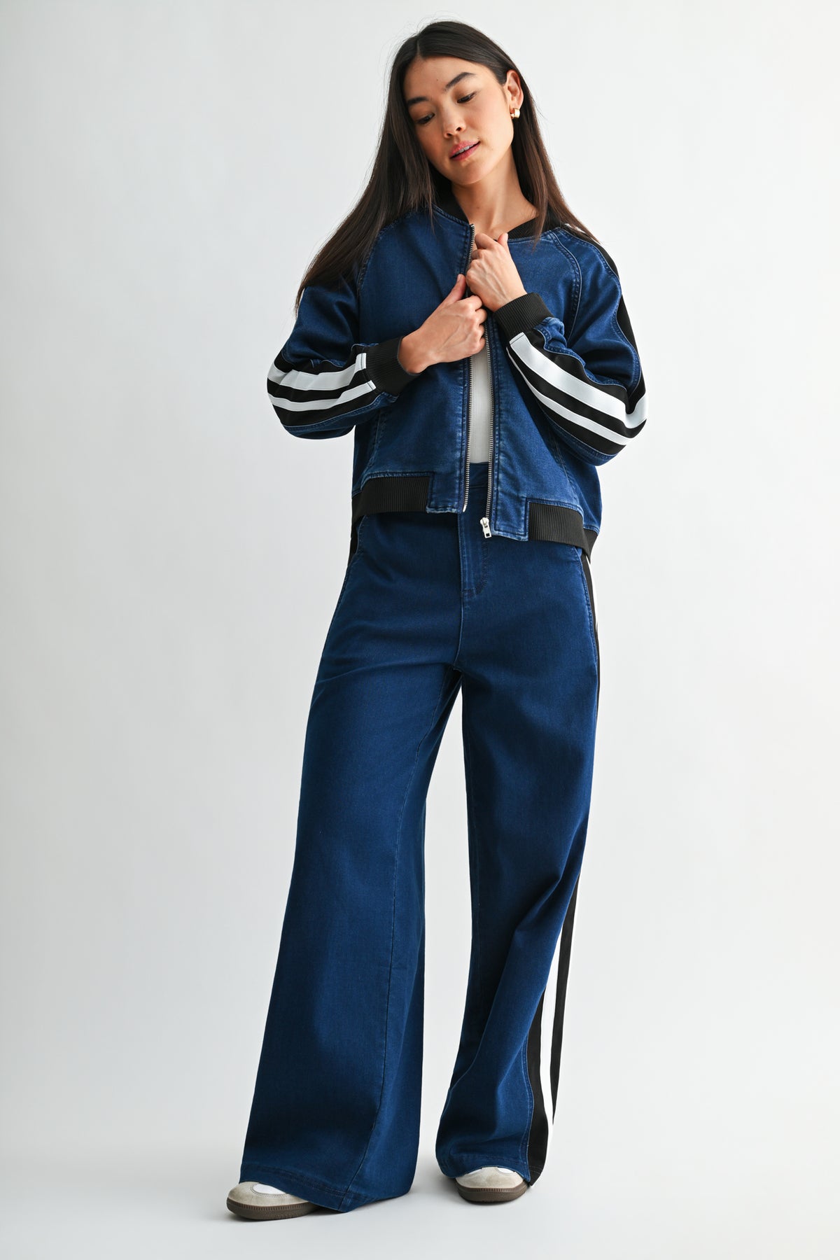 Indigo Petite Athletic Striped Denim 