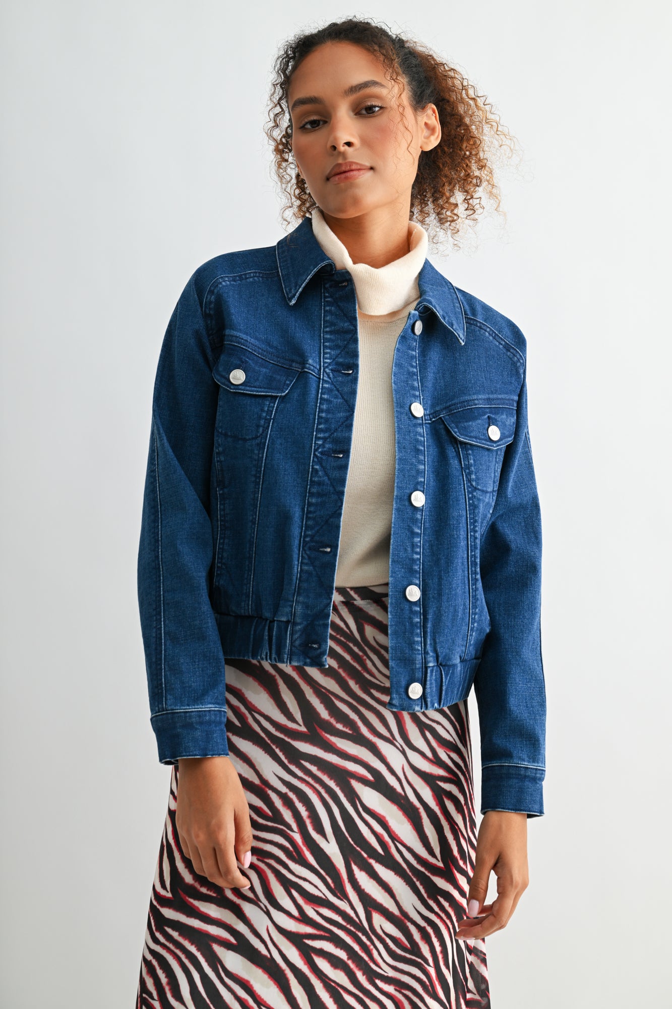 Medium Indigo Denim Bomber Jacket