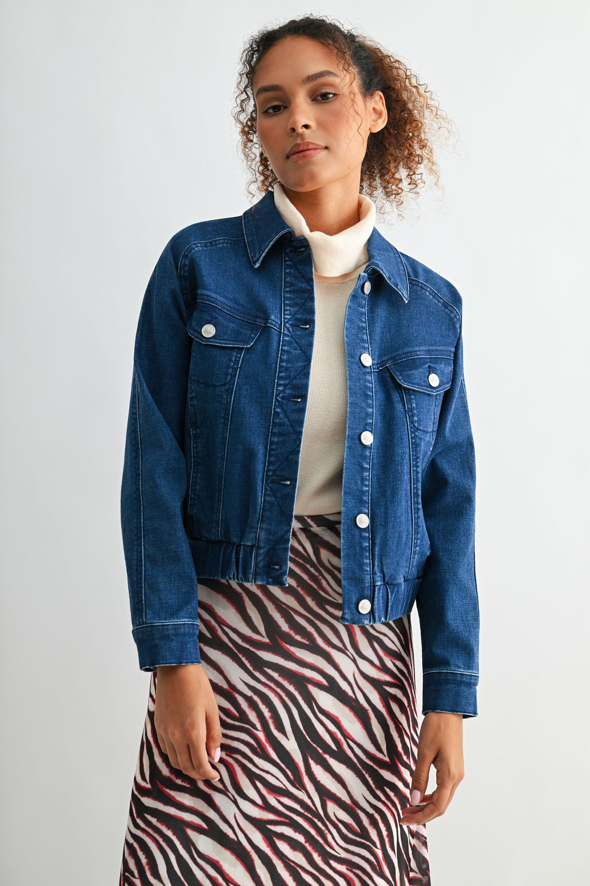 Medium Indigo Denim Bomber Jacket