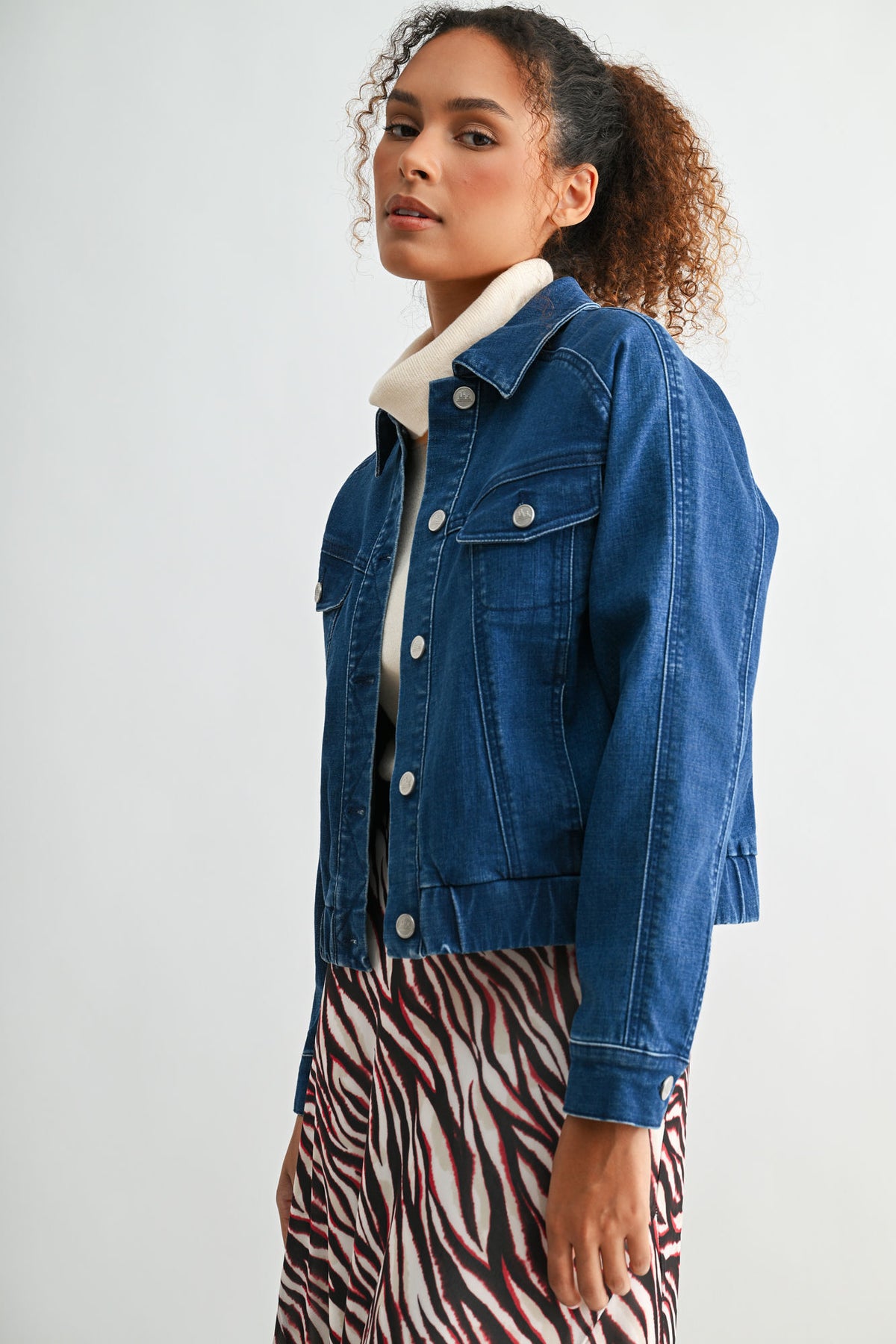 Medium Indigo Denim Bomber Jacket