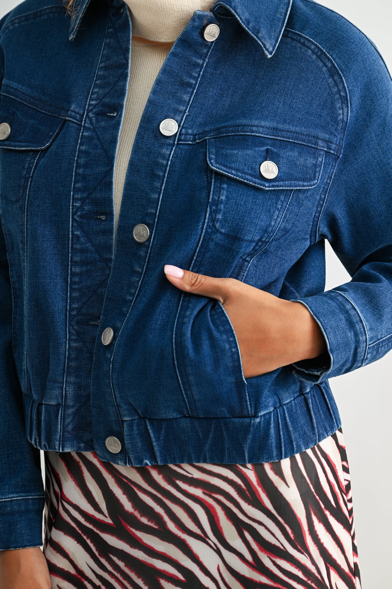 Medium Indigo Denim Bomber Jacket