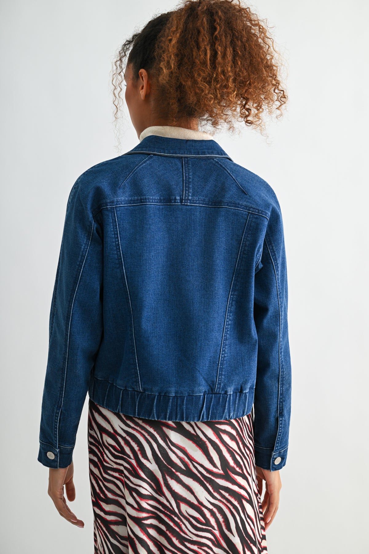 Medium Indigo Plus-Size Bomber Jacket