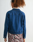Medium Indigo Plus-Size Bomber Jacket