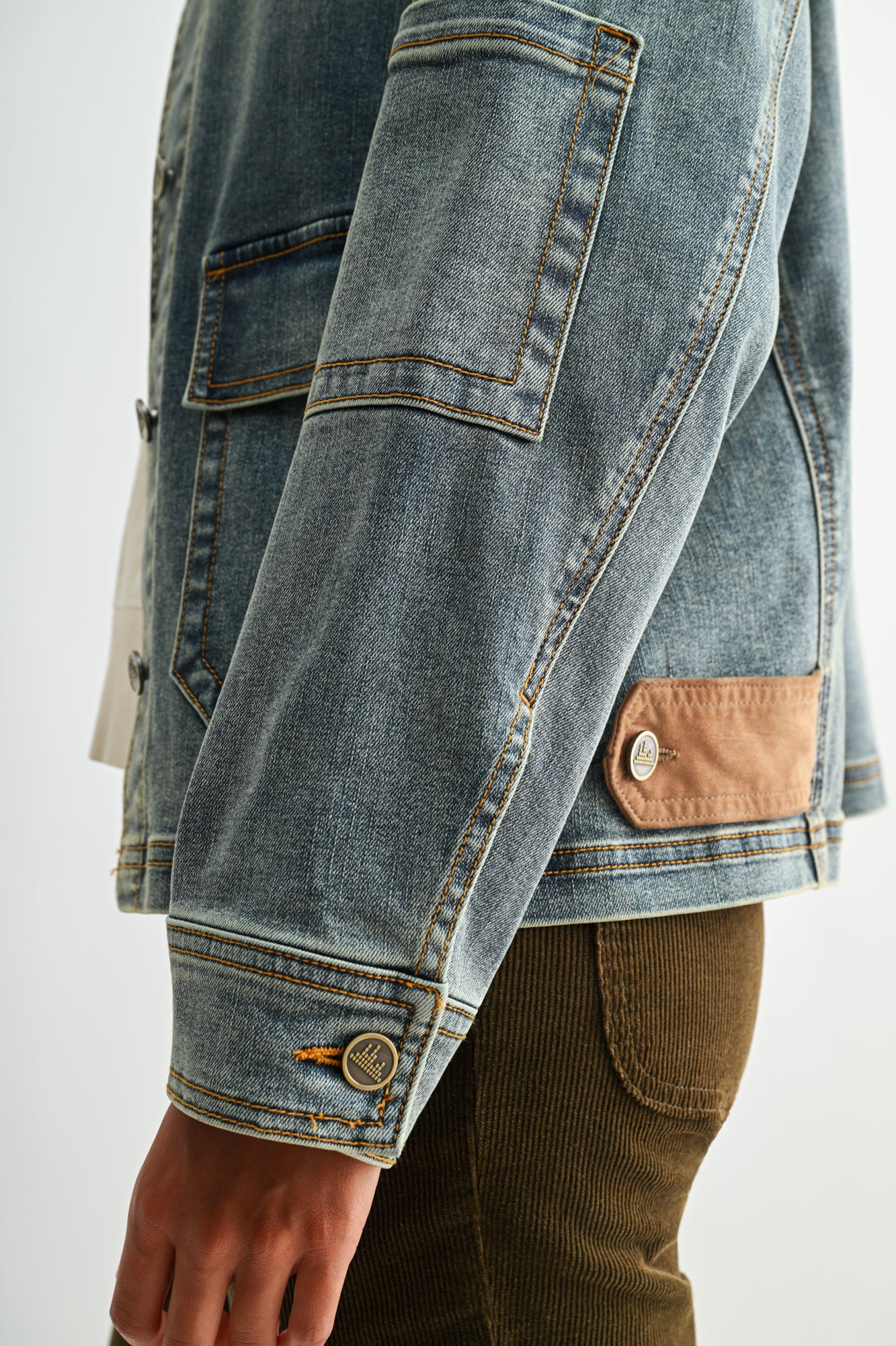 Indigo Plus-Size Denim Shacket with Suede Collar
