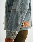 Indigo Plus-Size Denim Shacket with Suede Collar