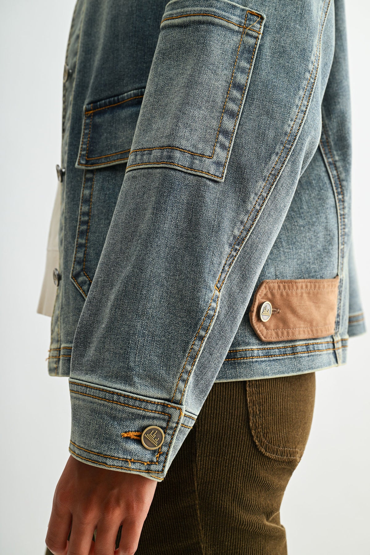 Indigo Plus-Size Denim Shacket with Suede Collar