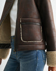Dark Brown Faux Shearling Jacket