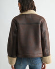 Dark Brown Faux Shearling Jacket