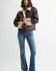 Dark Brown Faux Shearling Jacket