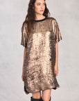 Champagne Zip Back Woven T-Shirt Dress