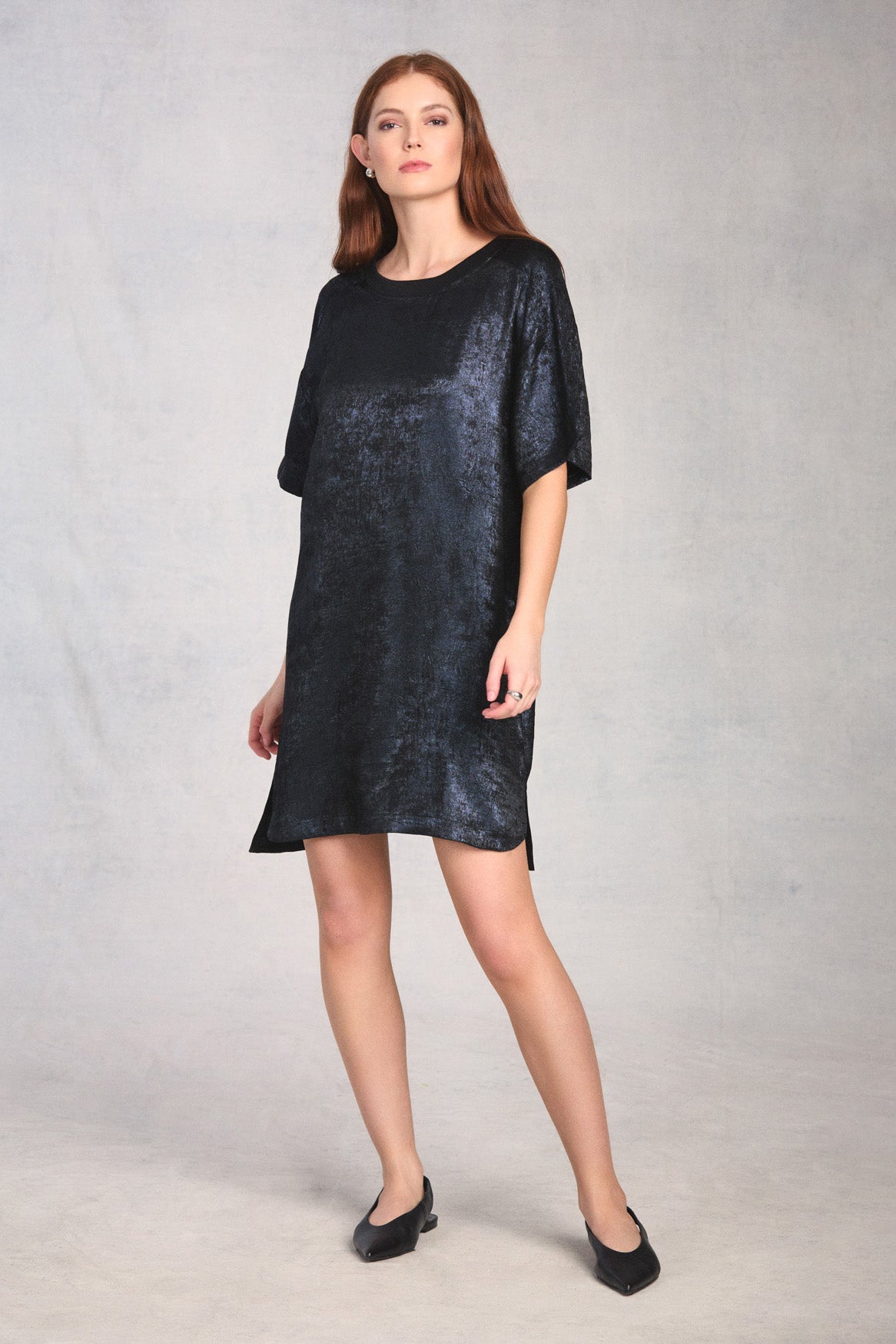 Midnight Zip Back Woven T-Shirt Dress