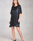 Midnight Zip Back Woven T-Shirt Dress