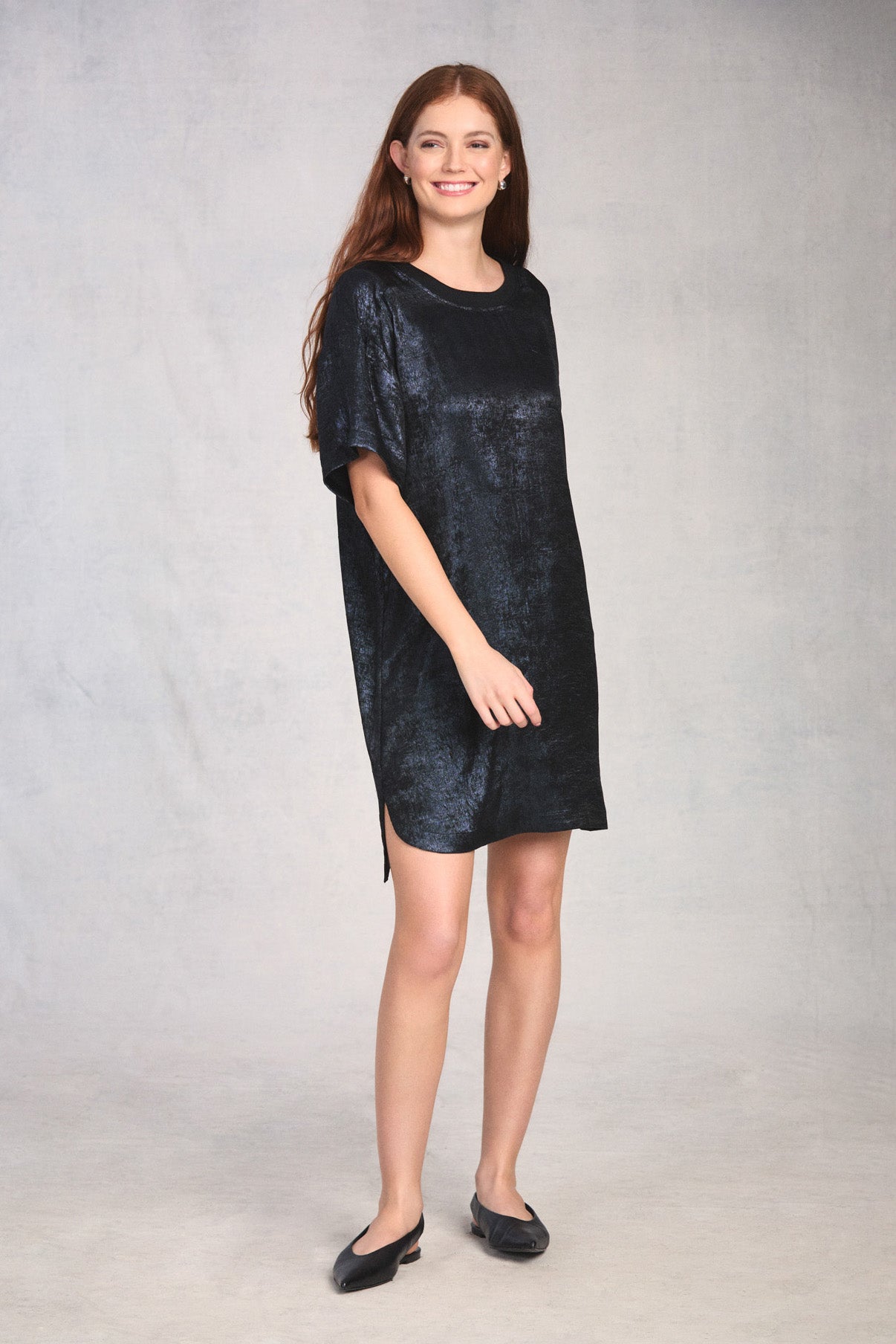 Midnight Zip Back Woven T-Shirt Dress